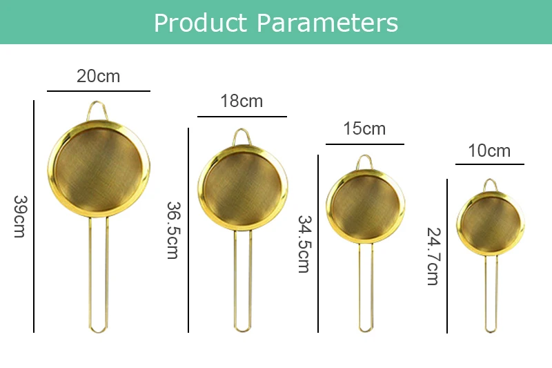 Wholesale Kitchen Tools Flour Sieve Sifter Oil Strainer 10/15/18/20cm