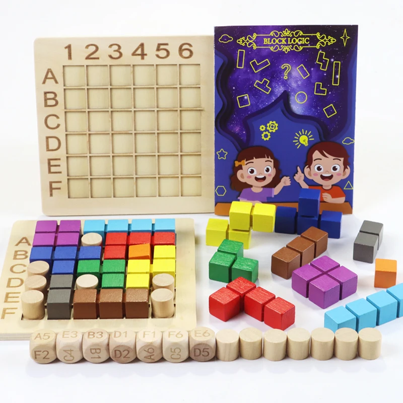 Single And Double Combat Magic Cube Wooden Building Block Toy Children's Puzzle Early Math And