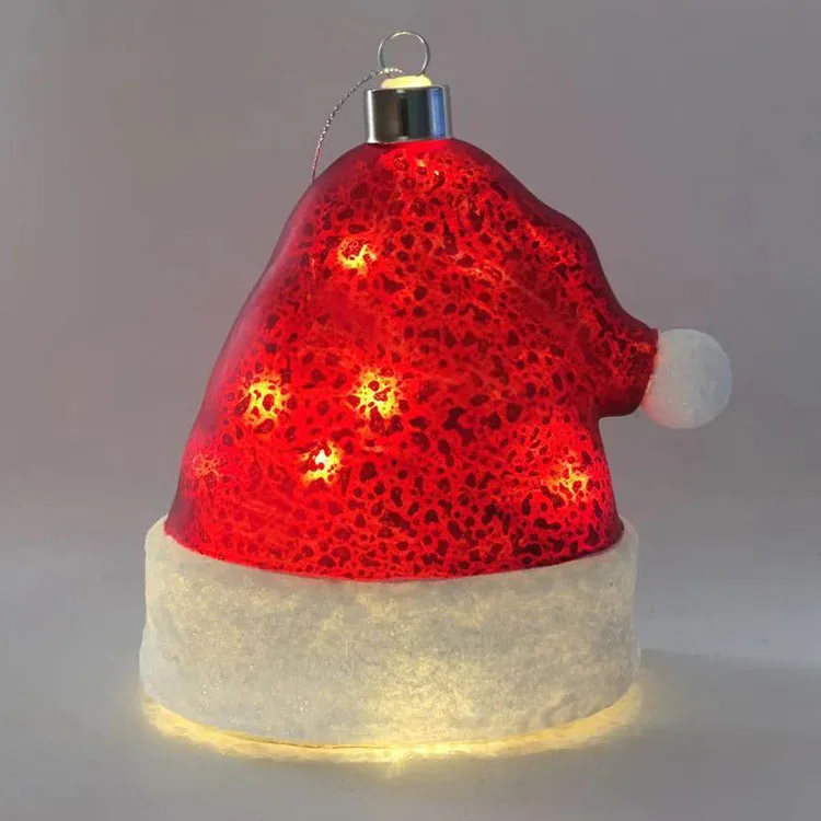 Led light up red hanging Christmas blown mercury glass life clothes jacket Santa Claus coat ornaments supplier