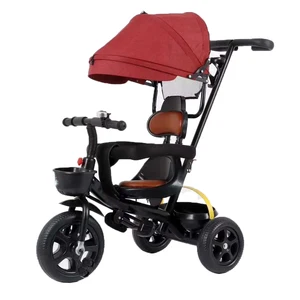 Small Tricycle Kids Baby 5 in 1 With Minimalist Single Push Handle Cup Holder & Front 10 Inch Rear 8inch