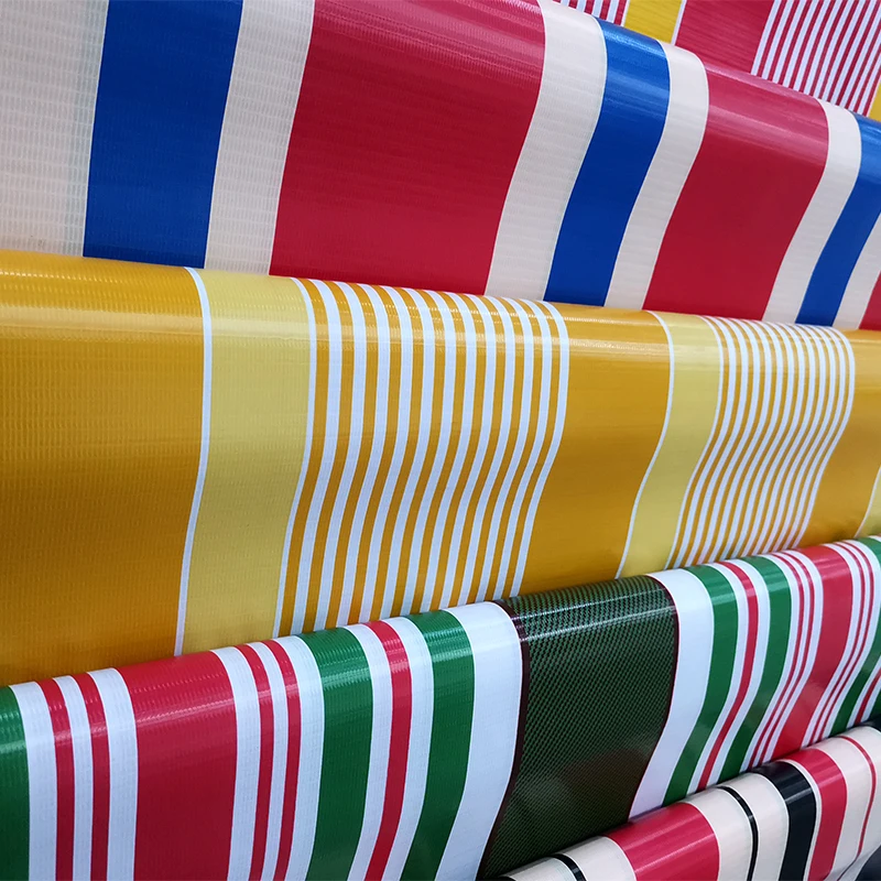 Green Pvc Strip Tarpaulin Screen Fence Pvc Coated Stripe Tarpaulin Awning Tarp Nylon Fabric Laminated Vinyl Sheet Roll Rollo