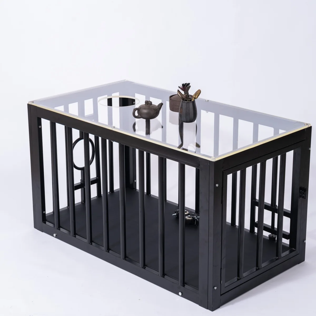 BDSM Iron Cage Training Table Coffee Table and Dog Cage with Sex Furniture Props for Training and Restraint