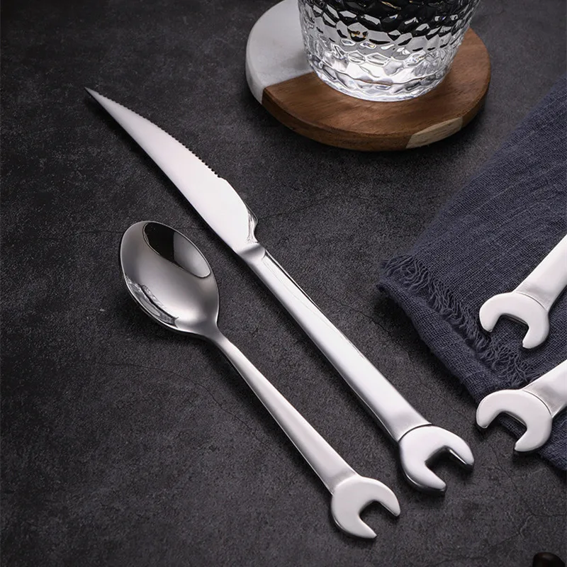 Factory Price Unique Novelty Flatware & Cutlery Set Spanner Cutlery Spanner Knife Fork Spoon