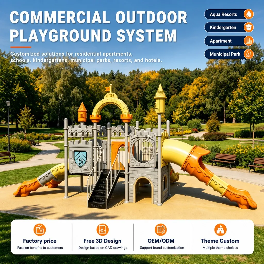 Castle Outdoor Playground Equipment Kids Climbing Frame Slide Swing Set Galvanized Steel CE CPC Certified OEM Wholesale Safe Low