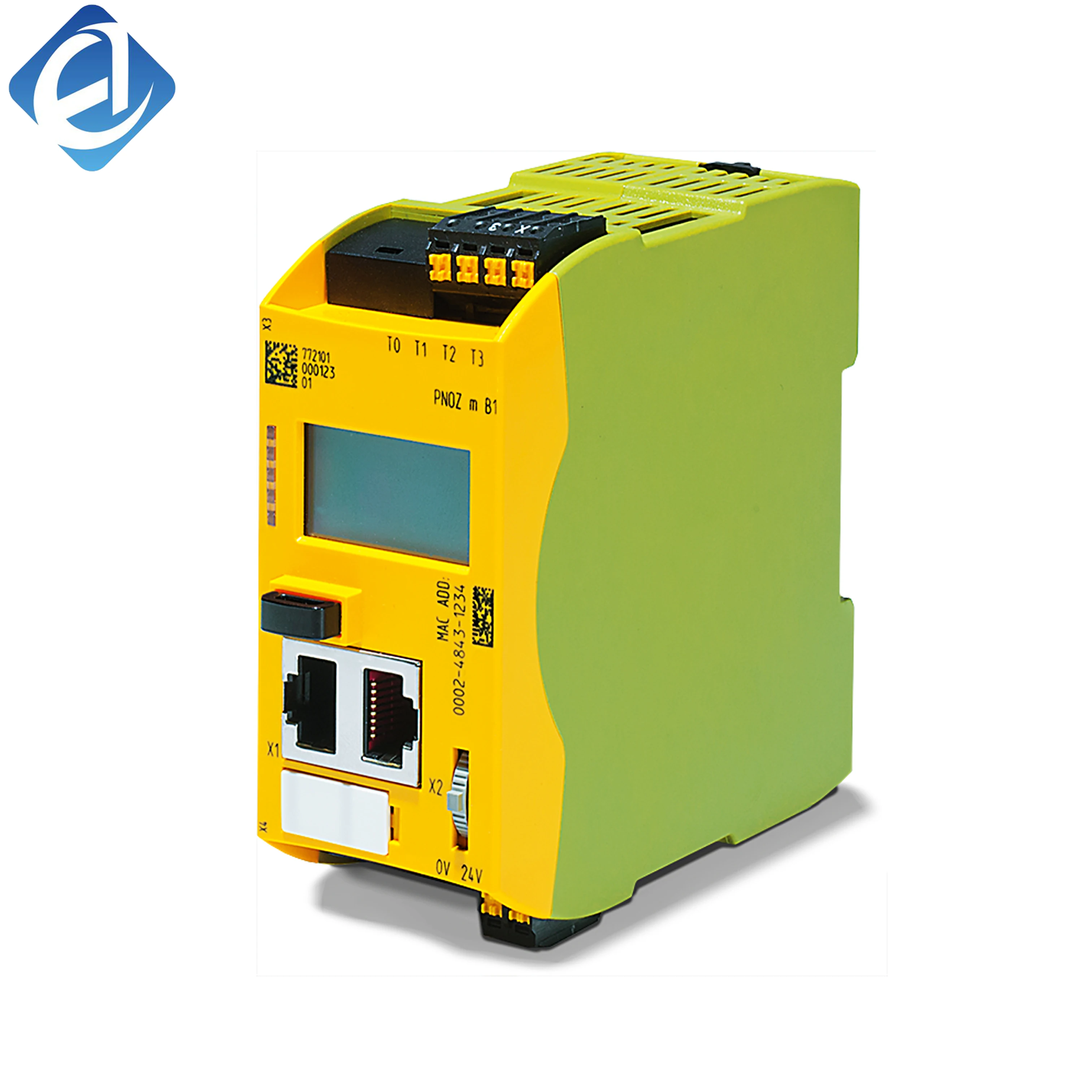 New Original Pilz 772101 Safety Relay Module, PNOZmulti 2 Series. Used for machinery safety protection and emergency stop control. 24VDC, compact size, DIN rail mounted with stable output for safety circuit monitoring and interlock.