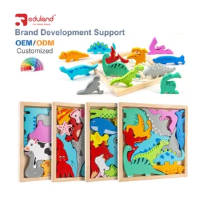Hot Selling Custom Logo Cute Baby Puzzle DIY Wooden Educational Toy for Early Learning