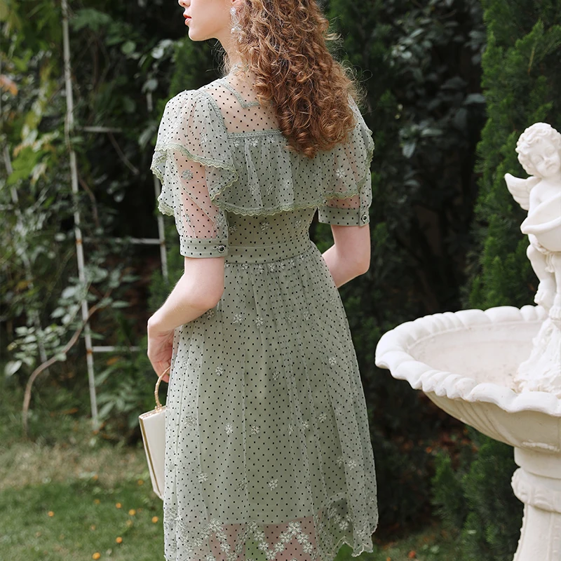 chinese dress ladies Lily Ladies Summer Floral Tea Dress In Mint Green
