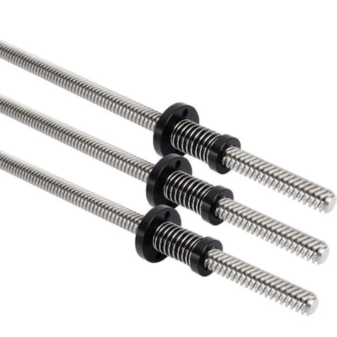 Preloaded Backlash-free T12x2 T12x2.5 T12x3 T12x4 T12x5 T12x6 T12x8 Anti Backlash Trapezoidal Lead Screw with Anti-backlash Nut
