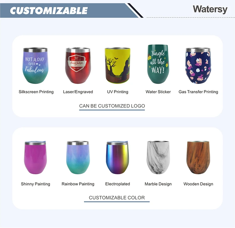 Luxury Double Wall Insulated Stainless Steel Stemless 12 Oz Powder