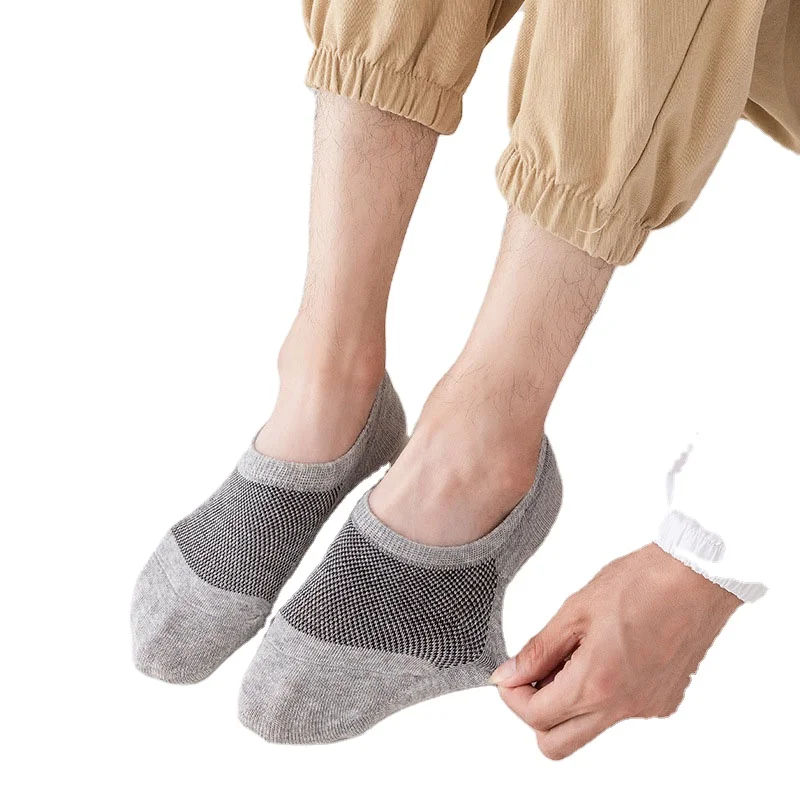 Xiangyi Spring Summer Breathable Mesh Low Cut No Show Invisible Socks Solid Fashion High Elastic Y Heel Men Socks Logo Custom