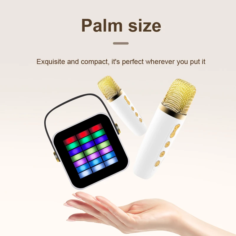 Mini Karaoke Machine With Wireless Single Microphone Wireless Tutor Speaker With RGB LED Lights Outdoor Portable Radio Speaker