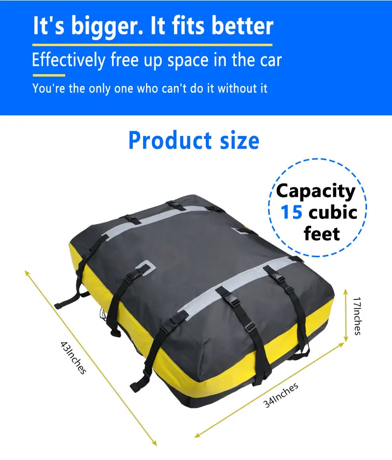 2021 New Design Large Capacity Custom Available Waterproof Touring Travel Military Car Roof Top Bag