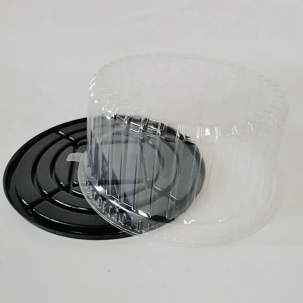 Disposable Plastic Cake Storage Box Container 8 Inch With Plastic Dome Lid and Secure Seal Clear Plastic Round Cake Box