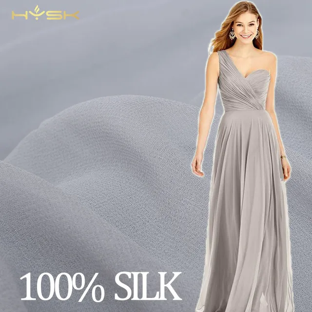 gray range Tissu En Soie textiles georgette chiffon heavy silk Gazar 8.5Momme 100% Pure Silk Fabric For dress gown wedding