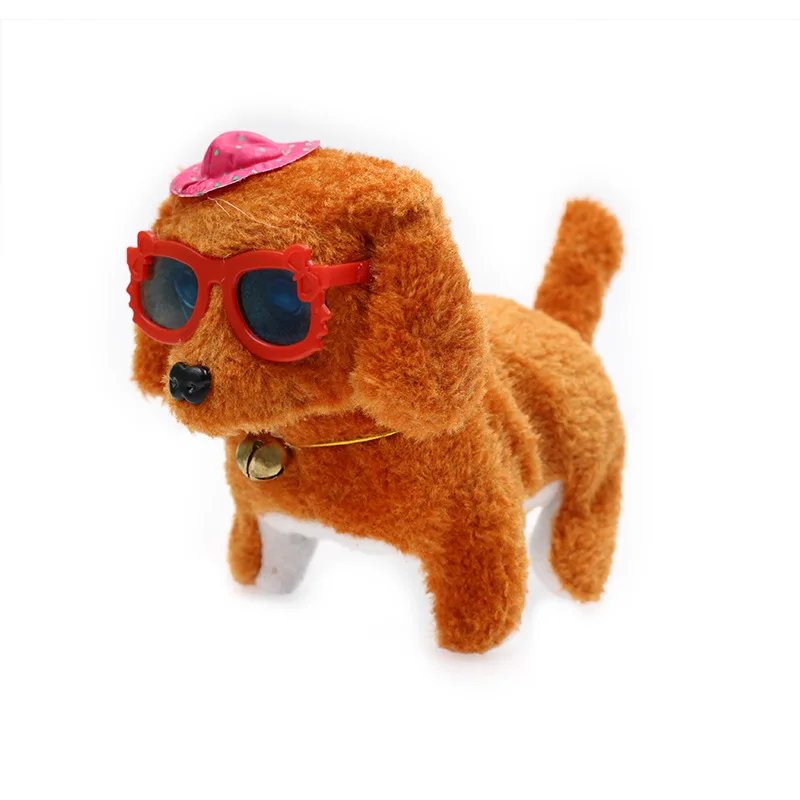 Pink Walking Barking Tail Wagging Puppy Dog Electronic Toy wi/ Hat&Glasses 