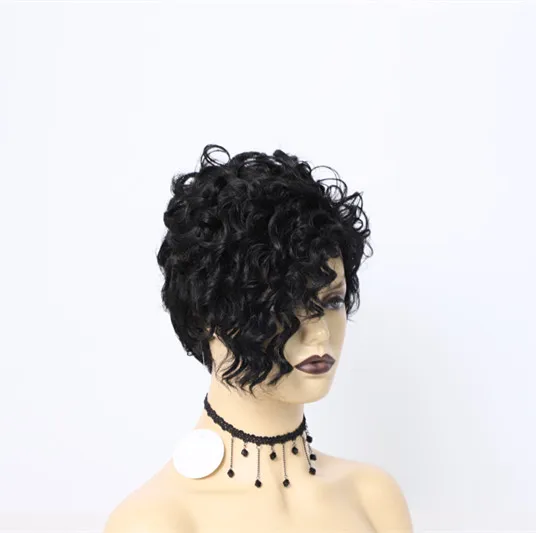 AiShiLi короткие парики вырезанные феями термостойкие синтетические волосы натуральные волнистые черные синтетические волосы парики для чернокожих женщин