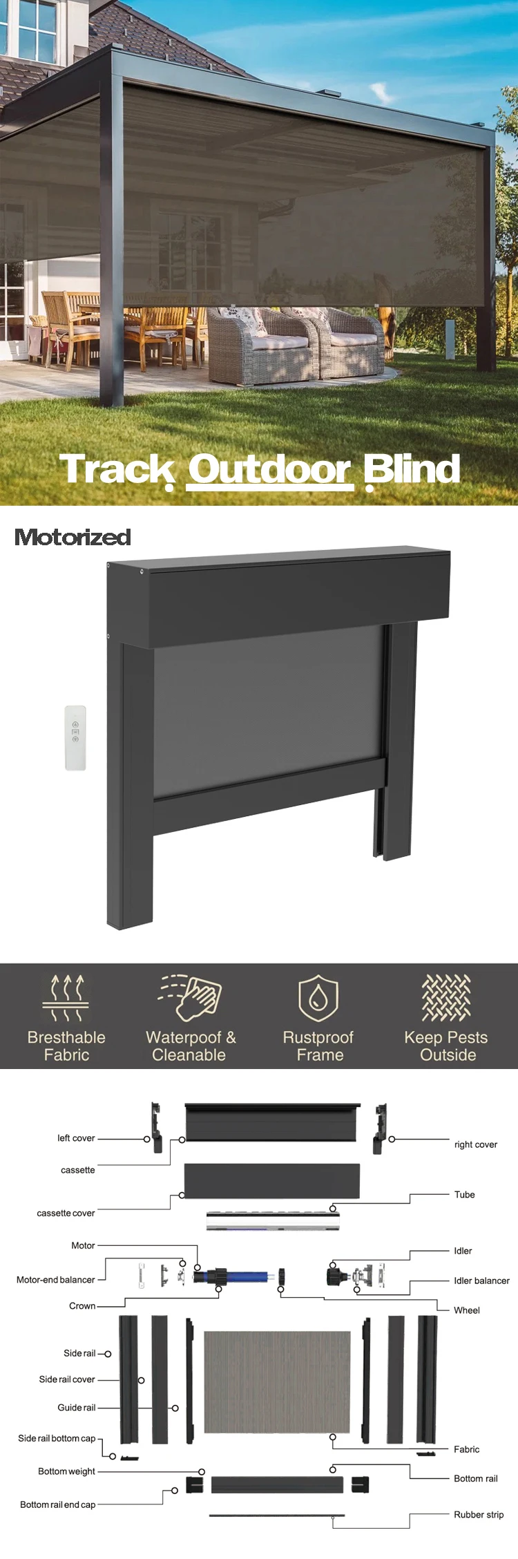 6m x 3m Gazebo with Retractable Louvre Roof – Custom Outdoor Pergola（5）