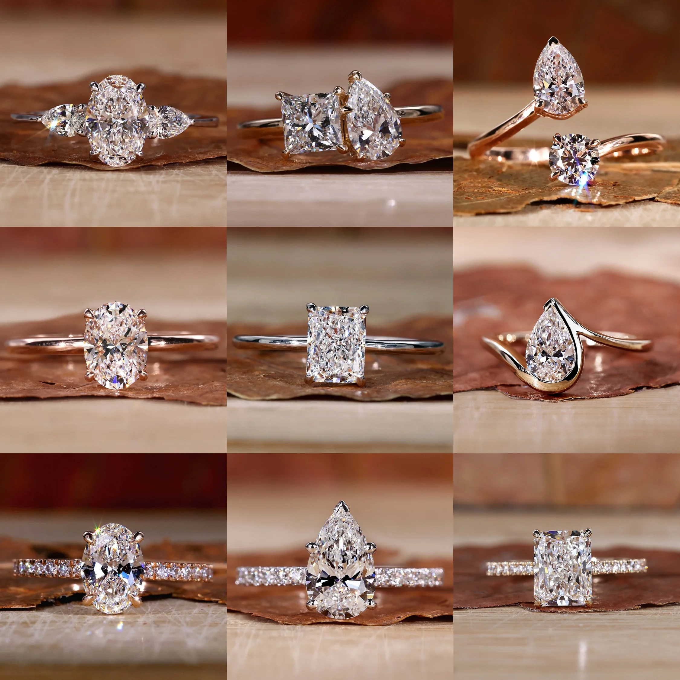 Oval Lab Grown Diamond Ring Gold Plated 925 Silver Engagement_voghion.com