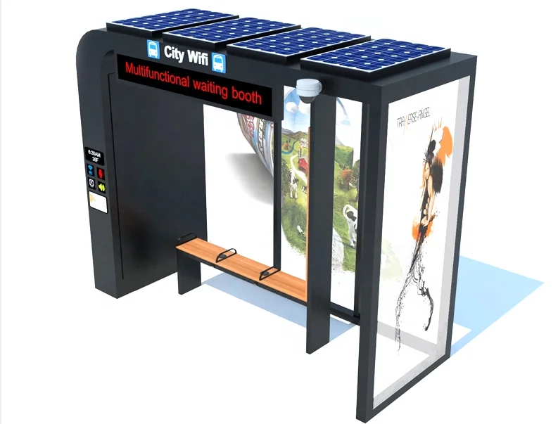 Smart Bus Shelter Air Conditioned Bus Station Closed type Bus Stop with Advertising Light Box Outdoor in Dubai UAE