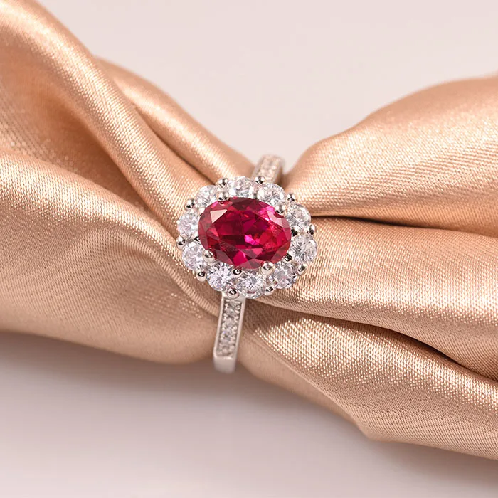 Roomy Red Gemstone Lab Grown Ruby Rings 925 Sterling Silver Ring Fine Jewelry Women Wedding Ruby Rings