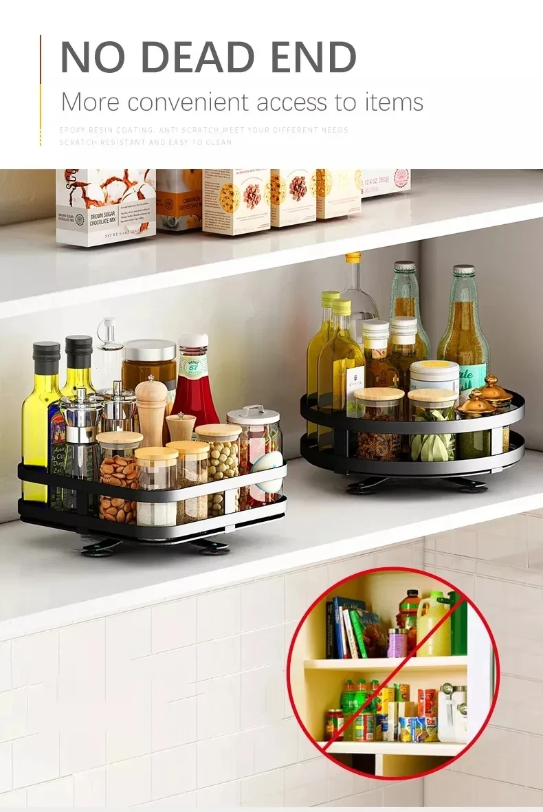 Rotatable Storage Wholesale Kitchen Metal Rotatable Storage Rack - 3 Layers