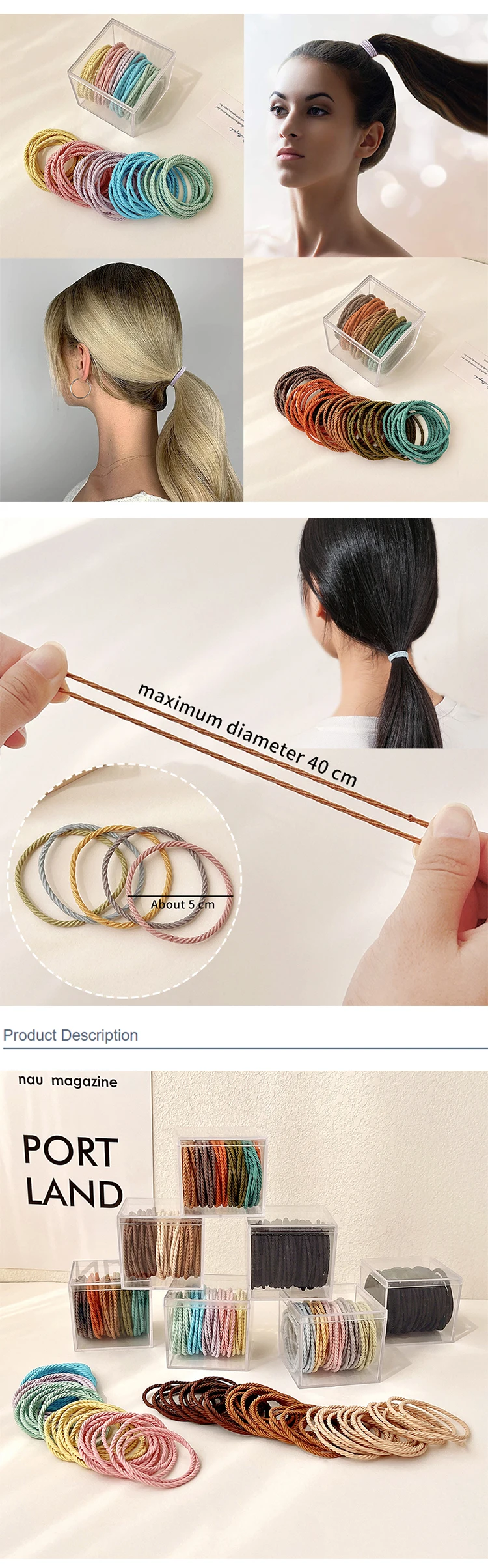 Wholesale 50pcs/set Hair Ties For Girls Women Elastics Hair Bands