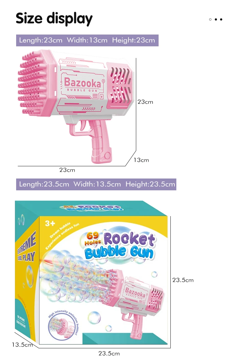 Outdoor soap bubbles machine rocket boom bubble toys 69 hole gatling plastic 69 holes bazooka bubble gun summer toy