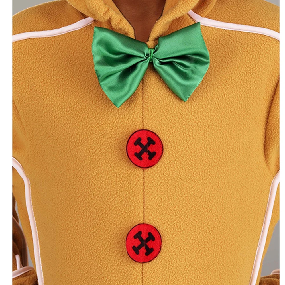 TRURENDI Christmas Gingerbread Costume Men Women Long Sleeve Hooded Jumpsuit For Christmas Cosplay Dress Up Party (Kid, 5-6 Years, Ginger