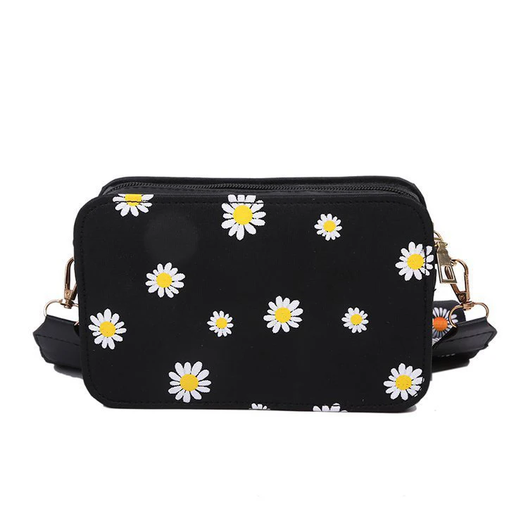 Small Canvas Daisy Shoulder Bag Handbags for Women Student Fashion Outdoor  Tote Phone Coin Purse Female Zipper Crossbody Bags