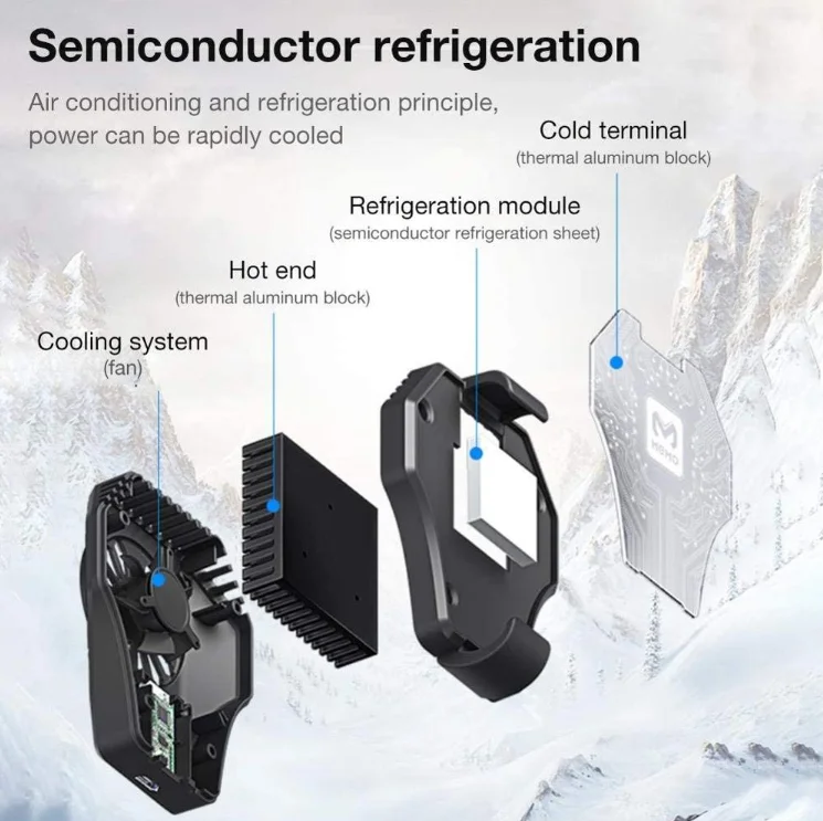 Ventilateur de refroidissement multifonctionnel Smartphone radiateur poignée de jeu support pour téléphone refroidisseur de téléphone portable avec coussin de refroidissement pour PUBG