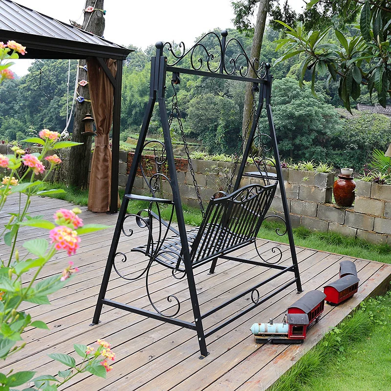 High Quality Swing Chair Garden 2 Seat Outdoor Metal Patio Wrought Iron