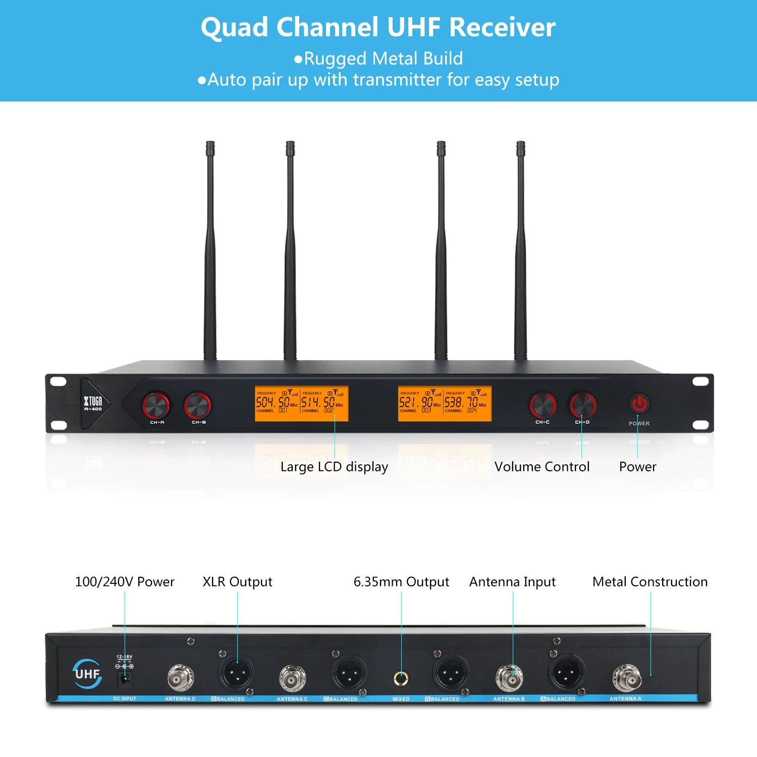XTUGA A400 Wireless Microphone System - Professional Performance