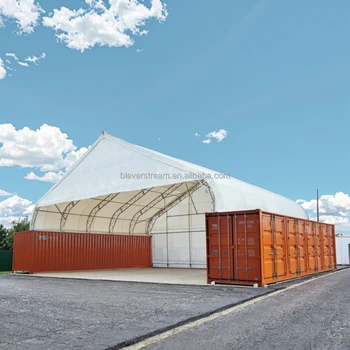 Industrial Waterproof 610g PVC Carport 50x40ft Outdoor Container Shelter with 15x12m Back Wall Metal Frame for Cars Garages