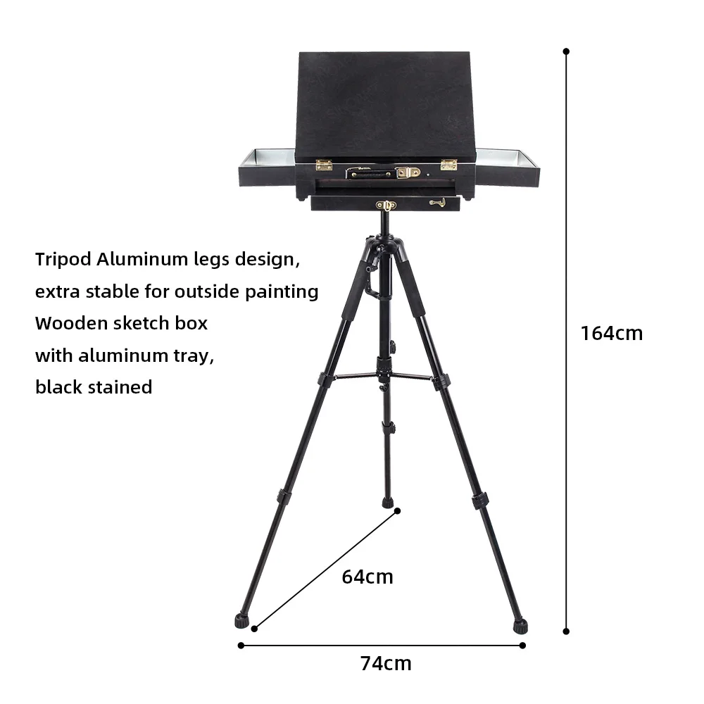 Sinoart Aluminum Legs Wooden Box Easel Portable Detachable Tripod Base