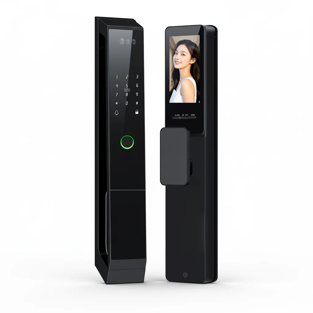 умный замок с трёхмерным распознаванием лица, распознаванием ладони и видеодомофоном для алюминиевых/стальных дверей