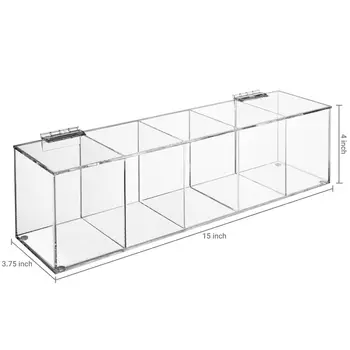 Jihong Custom Deluxe Clear Acrylic 5 Compartment Hinge Lid Capsule Holder/Tea Bag Organizer Storage Box