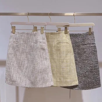 Casual Half-Length Skirt Women Split Korean Version New Package Hip Plaid Short Skirt Y2K Casual Vintage A-Line Mini Skirts