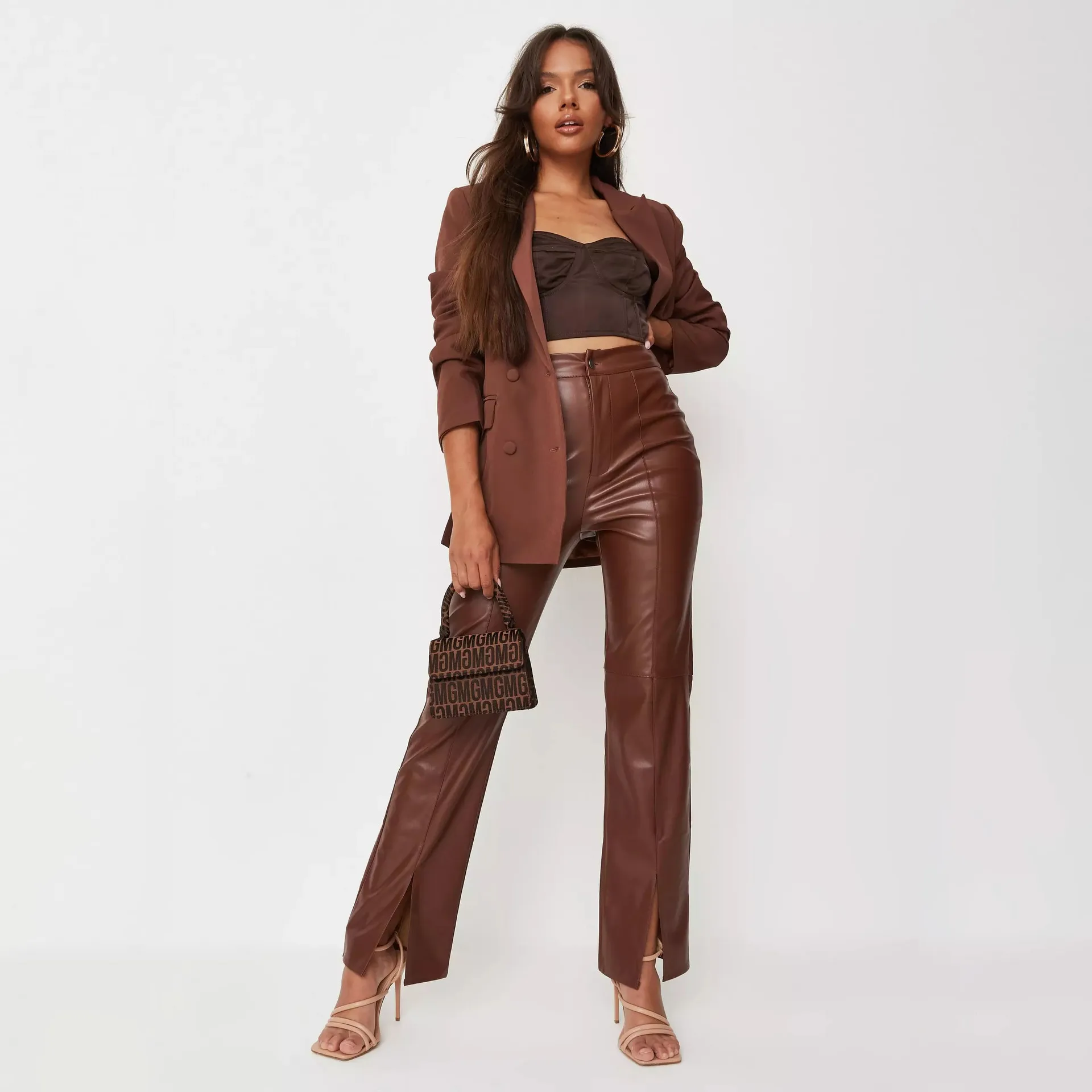 brown leather hot pants