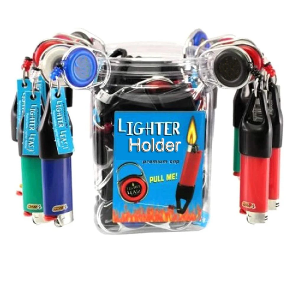12 Pcs Retractable Lighter Holder Keychain - 6 Colors, 36-Inch Cord With Clip