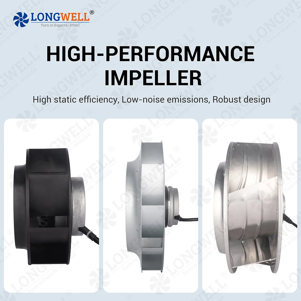 Longwell Custom High Quality 315mm Diameter AC Backward Centrifugal Exhaust Fan for HVAC System OEM Support
