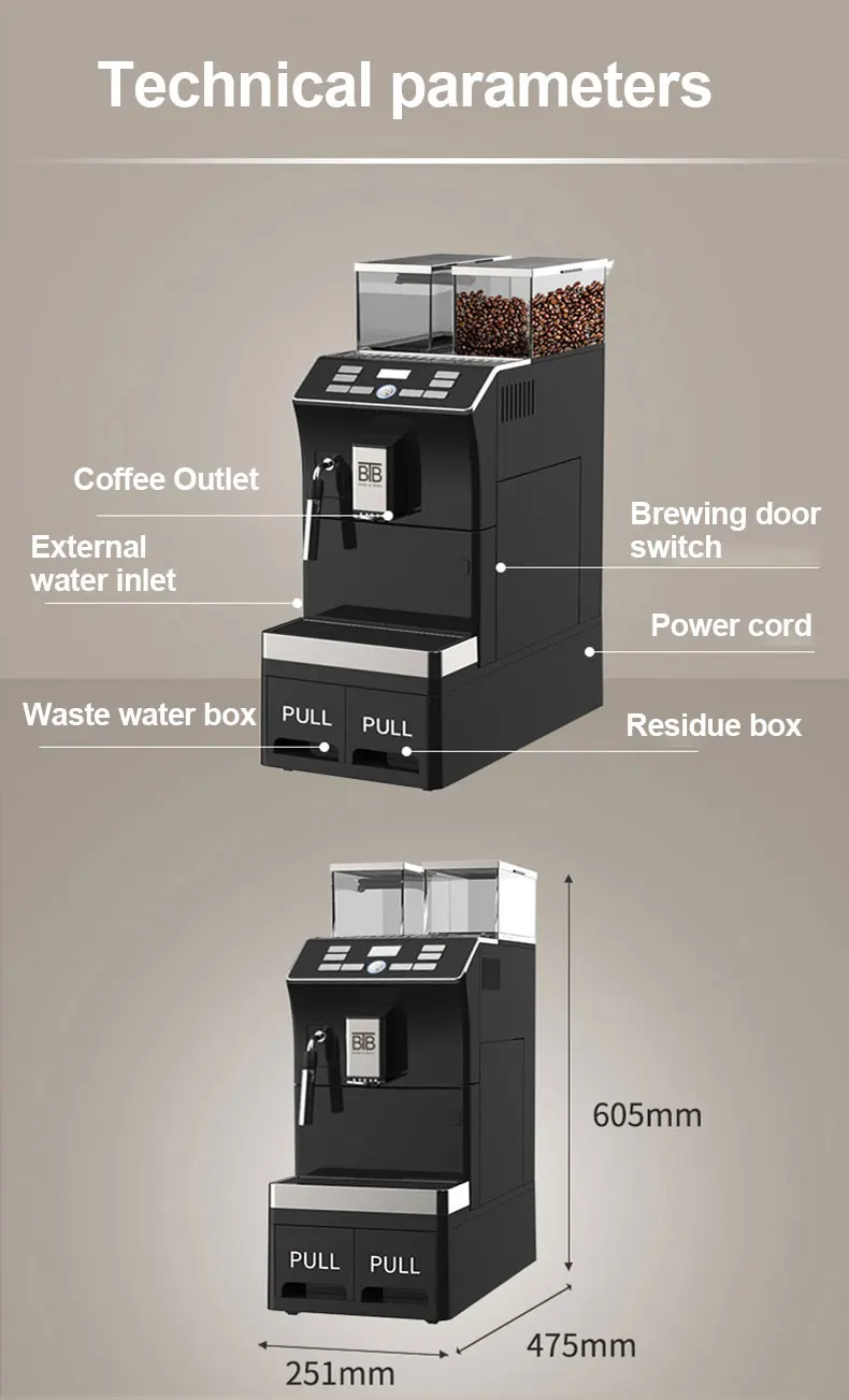 Freshly Ground Italianstyle Automatic Coffee Machine Office And