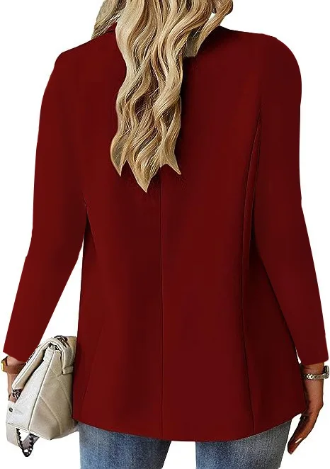 Hot Selling Women's Large Size Solid Color Long Sleeve Office Blazers Suit Business Small Suit Jacket