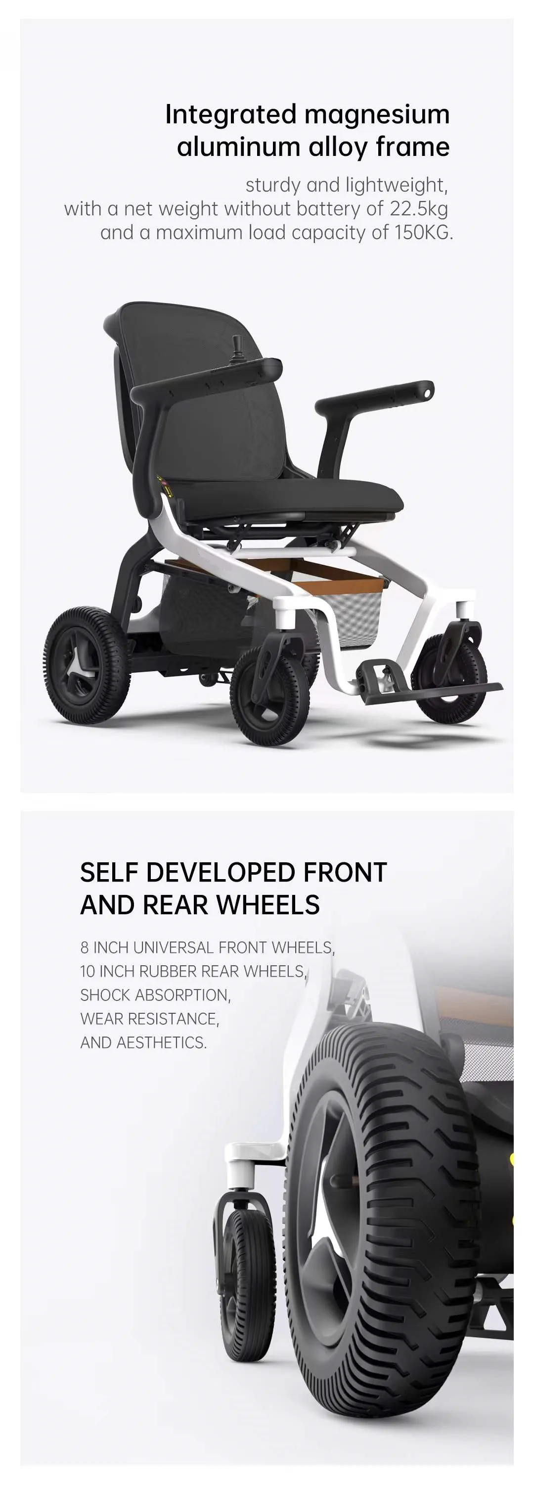 Folding lightweight electric wheelchair with electromagnetic brake new design armrest with the touchable light for elder-Beiz-04 manufacture