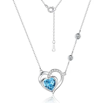 Fashion S925 Sterling Silver Crystal Necklace CZ Diamond Necklace Heart Necklace Pendent