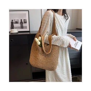 Designer handmade handle high quality cheaper paper woven bag straw bag