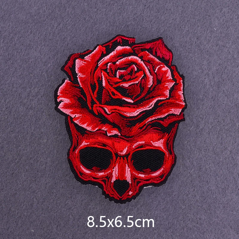 Custom DIY Personality Logo Patches Flame Letters Ghost Face Iron on Embroidered Patches for Clothing
