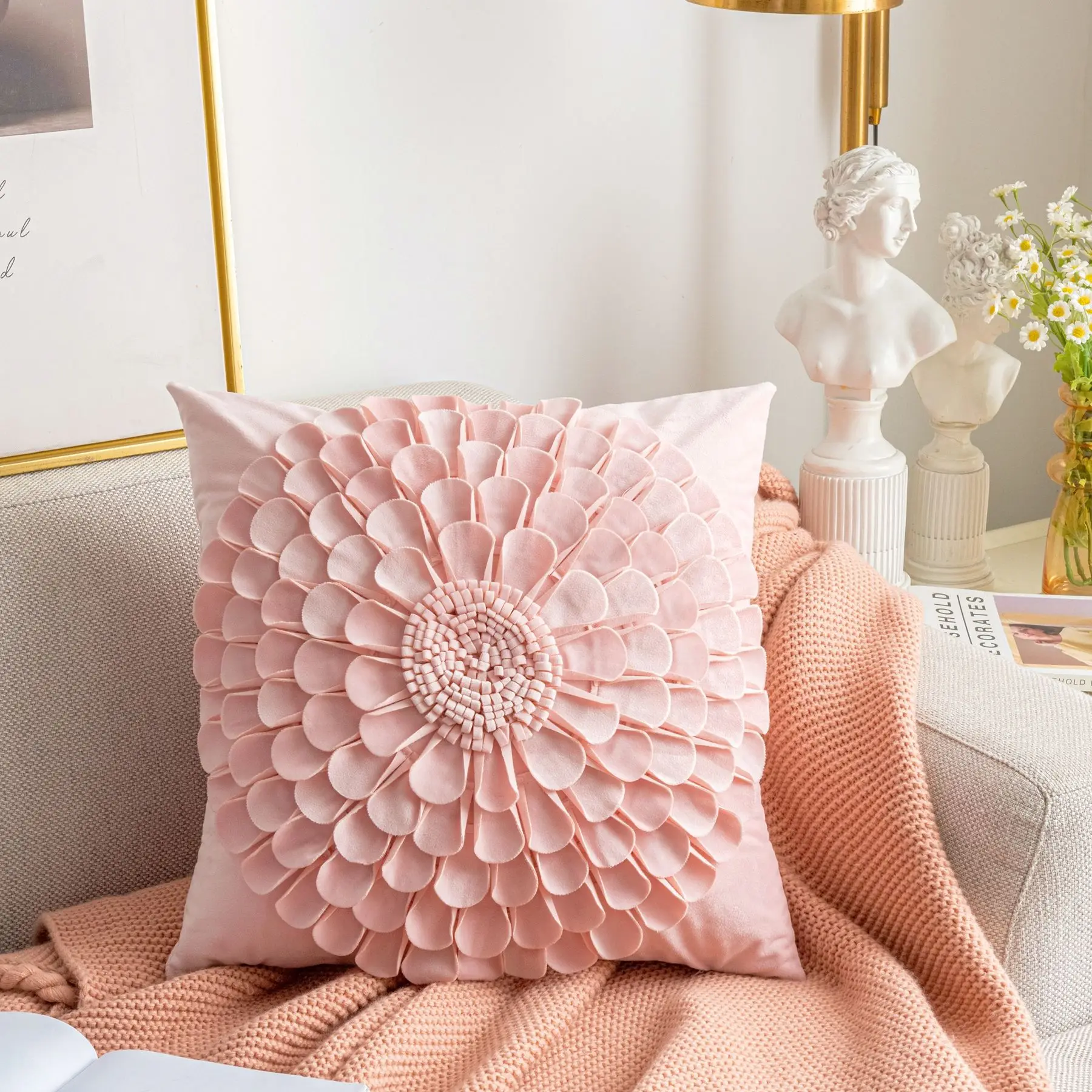 Light Luxury Pink Pillow Case Home Decor Headboard Pillow Throw Pillow