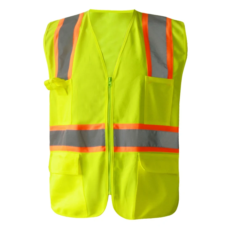 ZUJA завод Ansi Class2 повысить светоотражающий жилет безопасности сетки с застежкой-молнией
