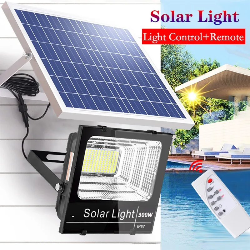 Camping Outdoor Waterproof IP65 LED Solar Lights 25W 30W 45W 65W 100W 200W 300W Christmas Wall Garden Street Solar Flood Light