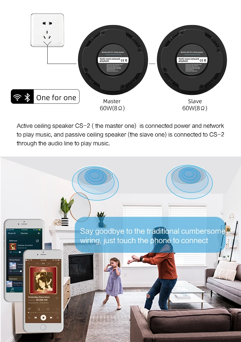 Hot 2.1 Sono S Wifi Bluetooth Inceiling Amplifier Speakers Wireless